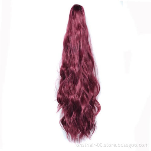 Long Roll Ponytail Wig Hair Curly Drawstring Ponytail Synthetic Hairpiece Hair Piece For Women Fake Bun Clip In Hair Extension